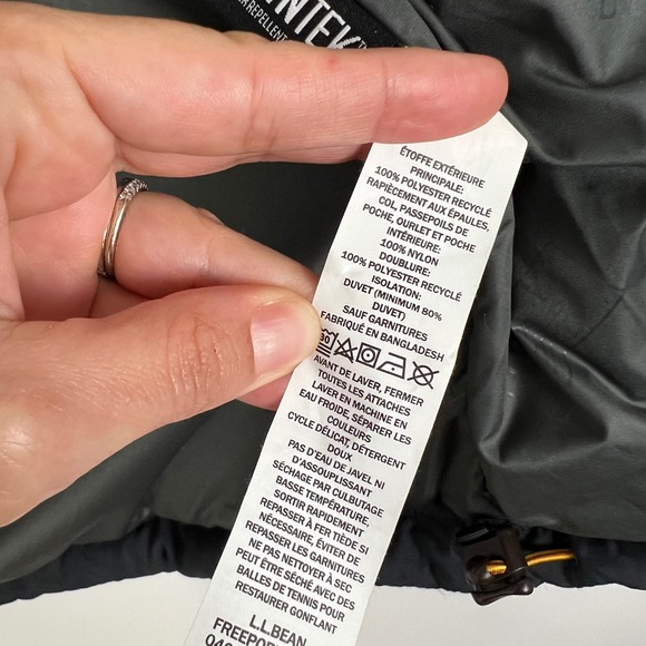 LL Bean Men's M DownTek Pertex Quantum Classic Down Vest Black Gray Puffer - Picture 11 of 13